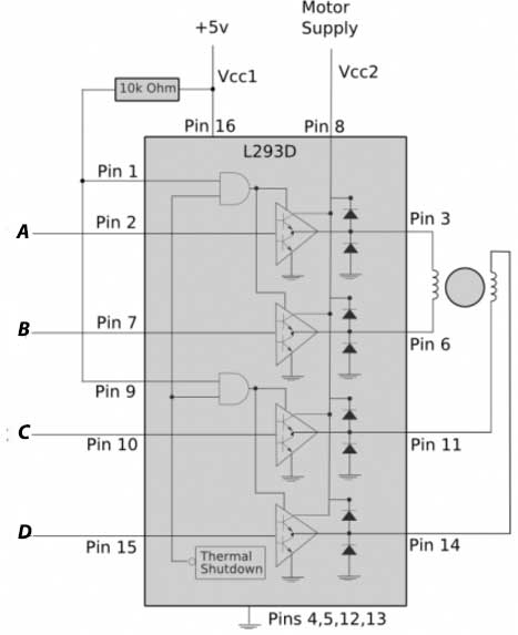 شکل ۱۰: مدار راه انداز موتور پله ای دو قطبی